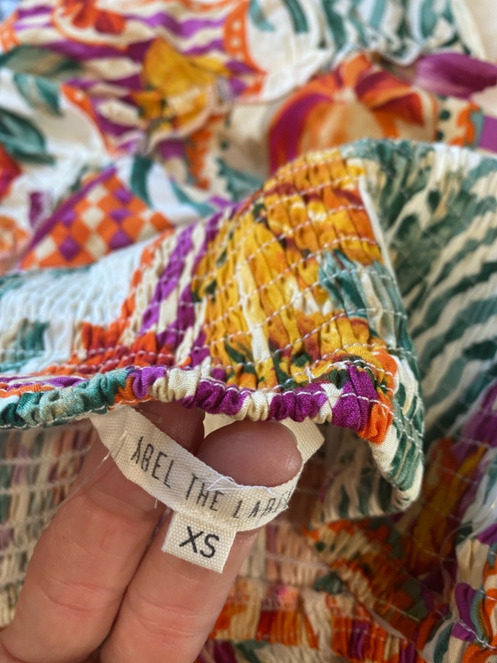 Abel the Label fruit print floral maxi dress strapless tube top, size XS NWOT - Picture 8 of 9